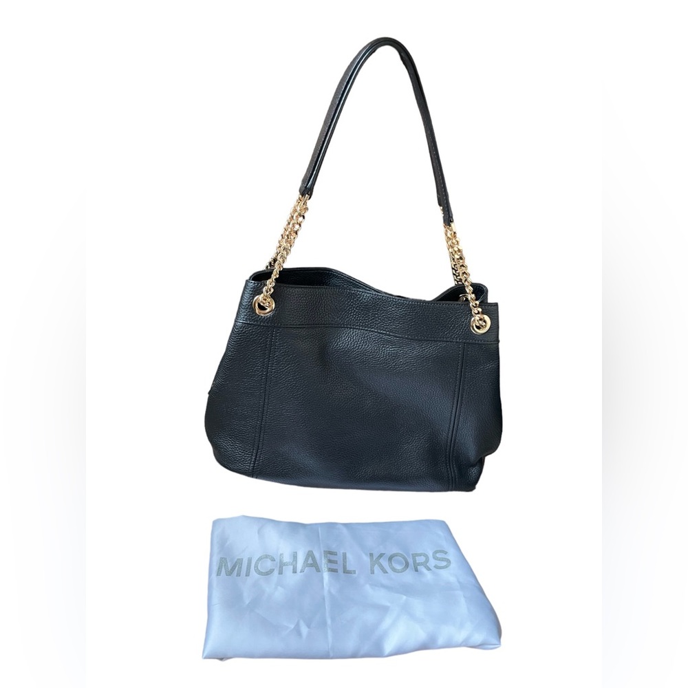 Michael Kors leather purse -black with gold chain handle